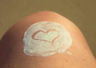 Moisturiser on leg